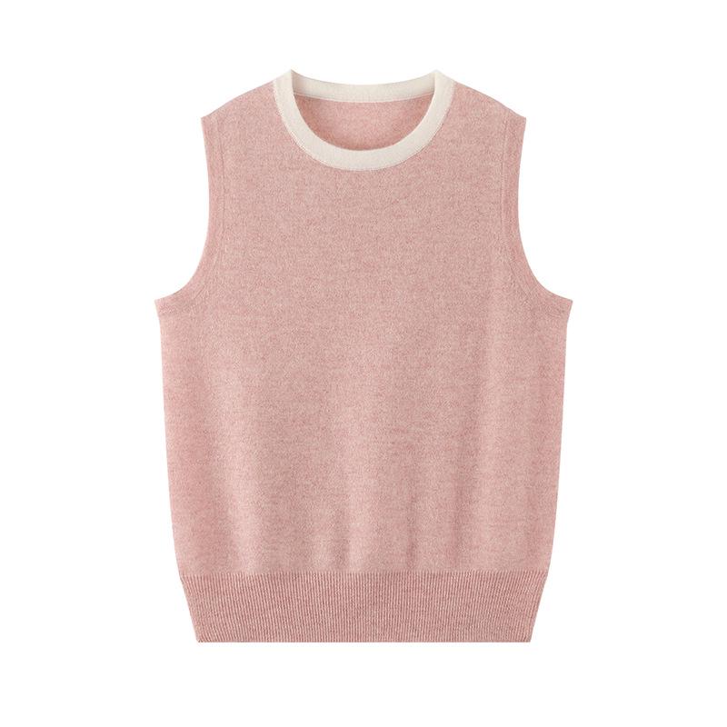 Autumn/Winter Cashmere Color Block Sleeveless Knit Vest