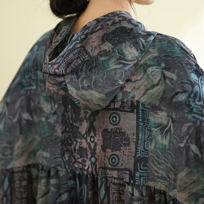 DIMANAF New 2026 Women Plus Size Summer Maxi Long Dress Cotton Hooded Loose Oversize Casual Lady Vintage Print Beach Sundress