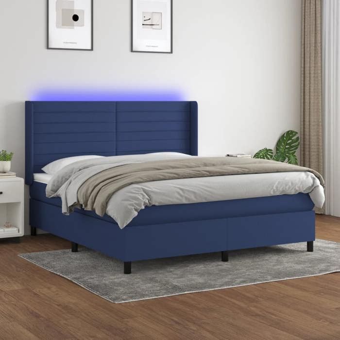 VidaXL Bed Slatted Base with Mattress and LEDs, Upholstered Bed, Double Bed, Adult Bed for Interior Bedroom, 3138411