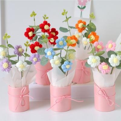 Handmade Crochet Crochet Flower Bouquet Artificial Flowers Decor Teacher's Day Gifts