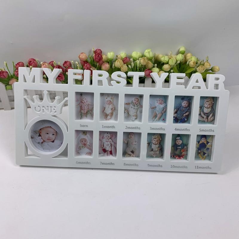First Year Milestone Photo Frame Souvenirs My First Year Baby Keepsake Frame for Photo Memories 0-12 Months Pictures