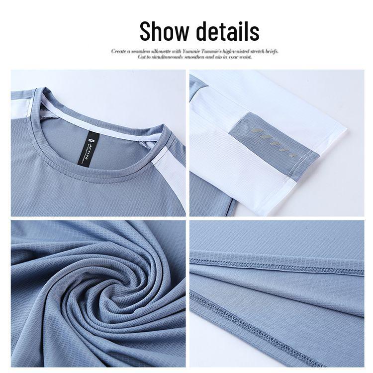 Men's Ice Silk Quick-Dry Crew Neck Sports Tee - Casual, Elastic, Short Sleeve Running Shirt