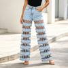 Women's Casual Fashion Hollow Out Denim Jeans Long Pants with High Waist and Straight Leg Cut for Everyday Wear and Street Style