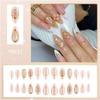 24pcs Press On Nail Almond False Nail With 3D Flowers Designs Glossy Artificial Full Cover Stick On Nail for Women