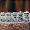 YUYAKESHI Jizo Guardian Blue God and Buddha Statue Set Set Figurine, Healing, Prayer, Jizo, Monk, Palm-Sized, Deity, Sandstone, Wish, Mini,