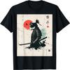 Samurai Cat Warrior Ukiyo Ink Japanese Vintage Samurai Cat T-Shirt(1)