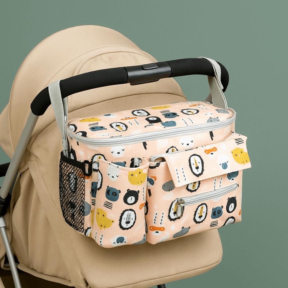 Large Capacity Cartoon Stroller Organizer Printed Hanging Carriage Bag Baby Stroller Bag  Travel