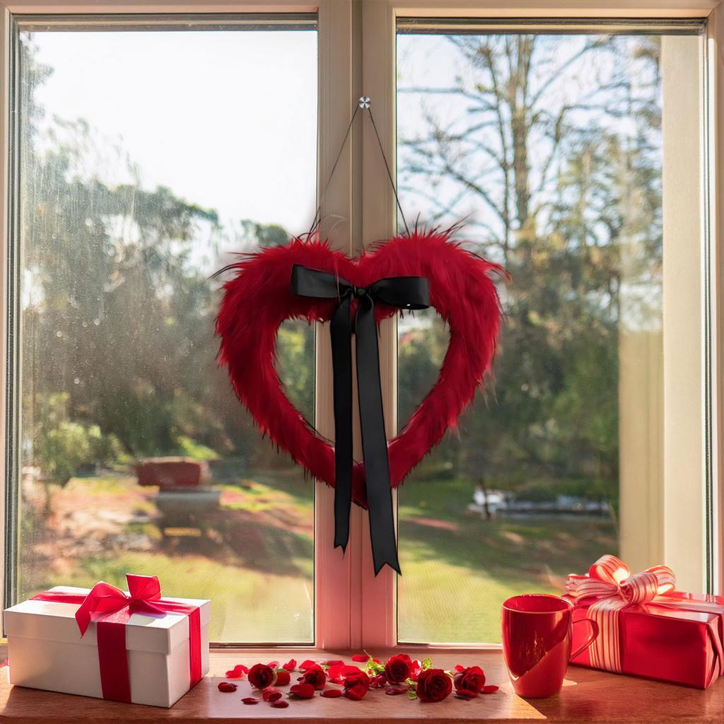 Large Heart,shaped Bow Wreath, Valentine's Day Scene Decoration Props, Valentine's Day Decorative Hanging Ornaments And Display Items.