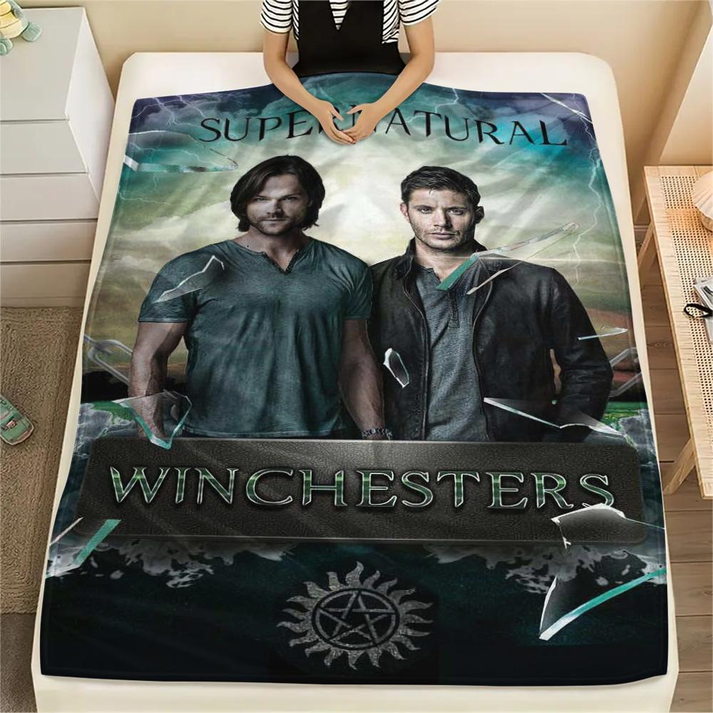 1Pc Supernatural Brothers Print Flannel Blanket, High quality Comfortable for All Seasons, Home Decor, Warmth and Comfort, Perfect for Christmas Gifts