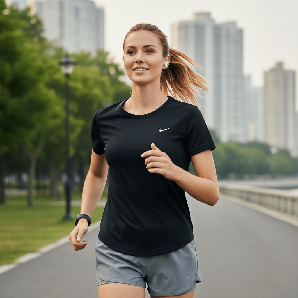 Nike Dri-Fit Tempo Atmungsaktiv Schnelltrocknend Langlebig Weich Kurzarm T-Shirt Damen Oberteile Schwarz HQ0649010