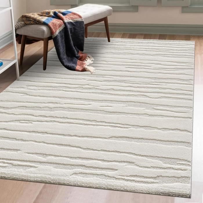 Tapis de salon - UNAMOURDETAPIS - CERVAG - Ecru - Rectangulaire - Adapté au chauffage par le sol