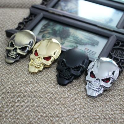 3D Metal Gold Black Color Skull Skeleton Car Motorcycle Decal Stickers Emblem Badge Car Styling Accessories