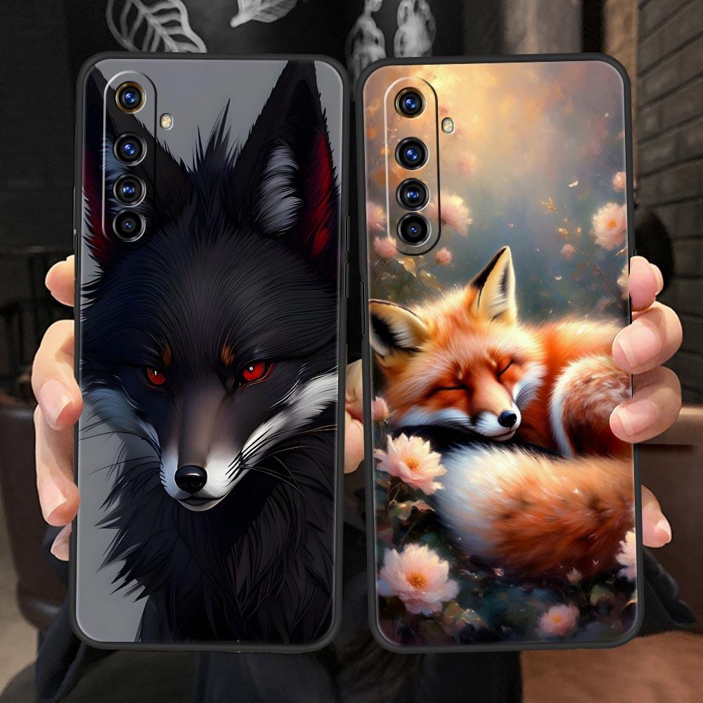 Red Fox Case For Realme C67 C63 C55 C53 C35 C25 C21 GT 2 3 5 6 10 11 12 13 Pro Plus 5G Soft TPU Phone Cover Fundas Capas Bags