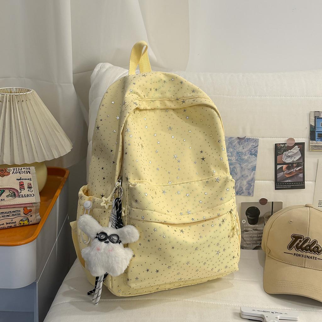 Schoolbag for girls, fresh and sweet star double shoulder bag, INS style, student backpack for middle and high school students, casual travel backpack