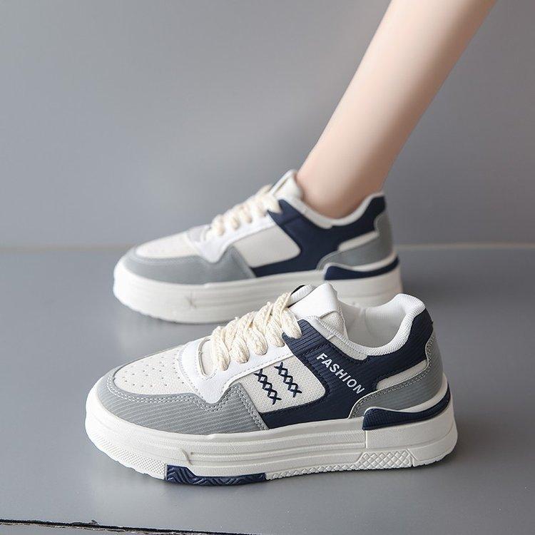 

2025 spring new muffin thick-soled color matching lace-up board shoes women s fashion versatile trendy shoes women s casual sports shoes 40