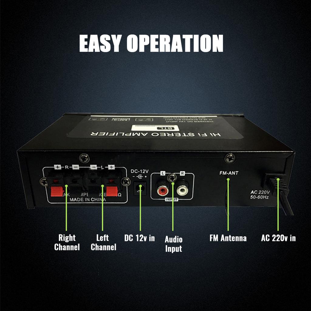 Buy Audio Stereo Amplifier Mini 800W 12V/220V 2 Channels Bluetooth Car