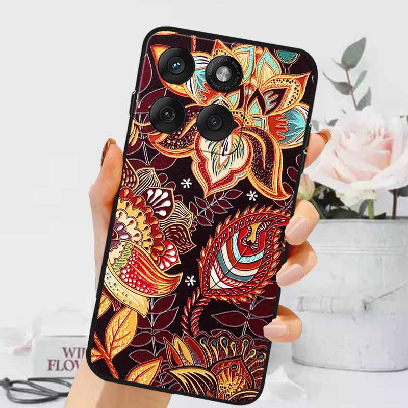 3D Emboss Cases For Edge 60 Fusion / Edge 60 Pro Relief Embossed Retro Silicone Back Cover For Edge 60 Stylus Black Funda 60 Pro