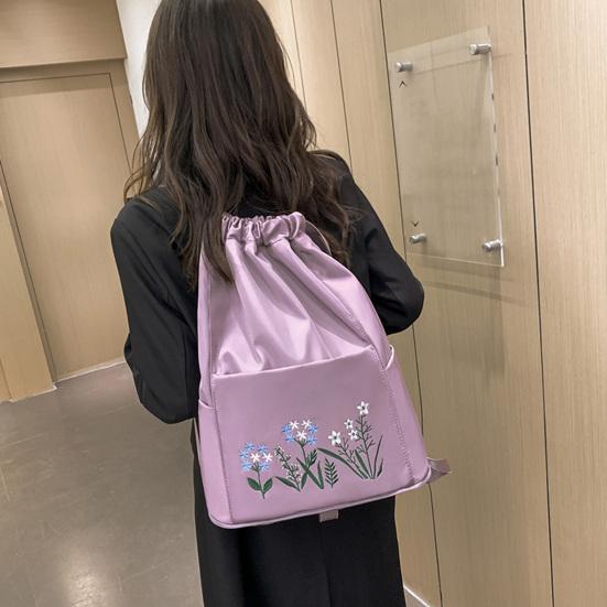 Folding Storage Bag Large Capacity Waterproof Adjustable Embroidery Design Inner Zipper Multifunctional Oxford Cloth Women Embroidered Backpack Travel