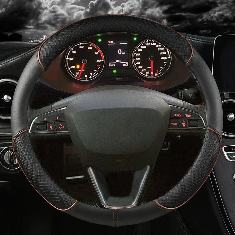 Car Steering Wheel Cover Microfiber Leather 38cm Non-Slip for Seat Tarraco Arona Ateca Ibiza Toledo Mii Leon Arosa Exeo ST FR