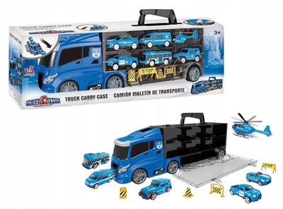 Vehicle Blue Truck Suitcase with Cars Truck Helicopter Barriers
