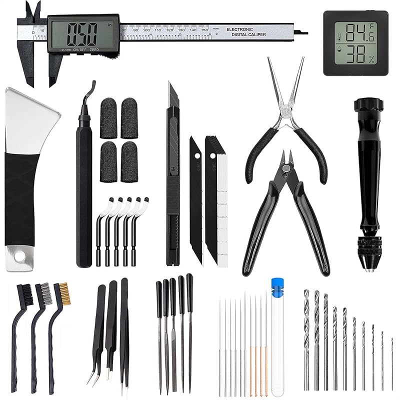 3D Printer Tool Kit Essential 3D Printer Tools for Removing, Smoothing, Finishing, Cleaning, Deburring, Craving, Measuring, Drilling 3D Printer Beginner