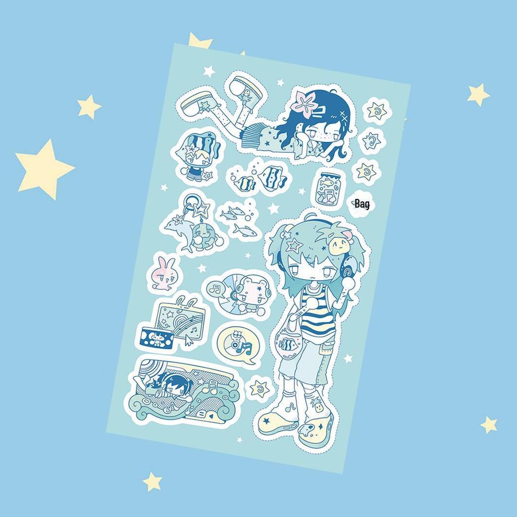 Korean Retro Summer Girl Stickers: Cute Cartoon Guka DIY Creative Set