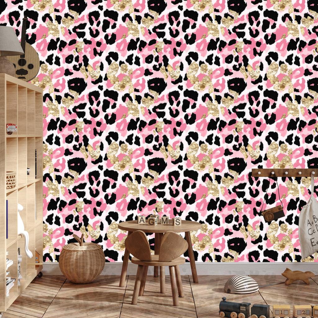 Pink glitter leather wallpaper powder pink and black 50x1000