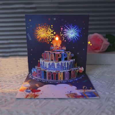 3D-Pop-Up-Geburtstagskarten, Geburtstagstorte, Grußkarten mit Pyrotechnik, Musik, Blaskerze, Geburtstagsüberraschung, Andenken für Sie und Ihn