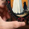 Strong Soft Magnet Fridge Accessories Halloween Wooden Refrigerator Magnets, Vintage Gothic Oval Frame Magnets with Witch Waterproof Party Supplies