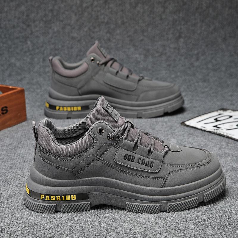 

2025 autumn and winter new low-top shoes Martin leather boots fashion tooling boots men s recreational locomotive boots Korean version of labor insura 44 серый