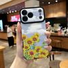 Sunflowers Tulips Floral Printed Vertical Grain Leather Soft Silicone Phone Case Back Cover with Camera Lens Full Protection for iPhone 17