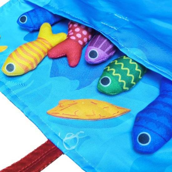 Montessori Fishing Toy for Toddlers Soft Fabric Play Mat with Fish & Stacking Buckets Early Learning Educational Game for Babies 1-3 Years Old
