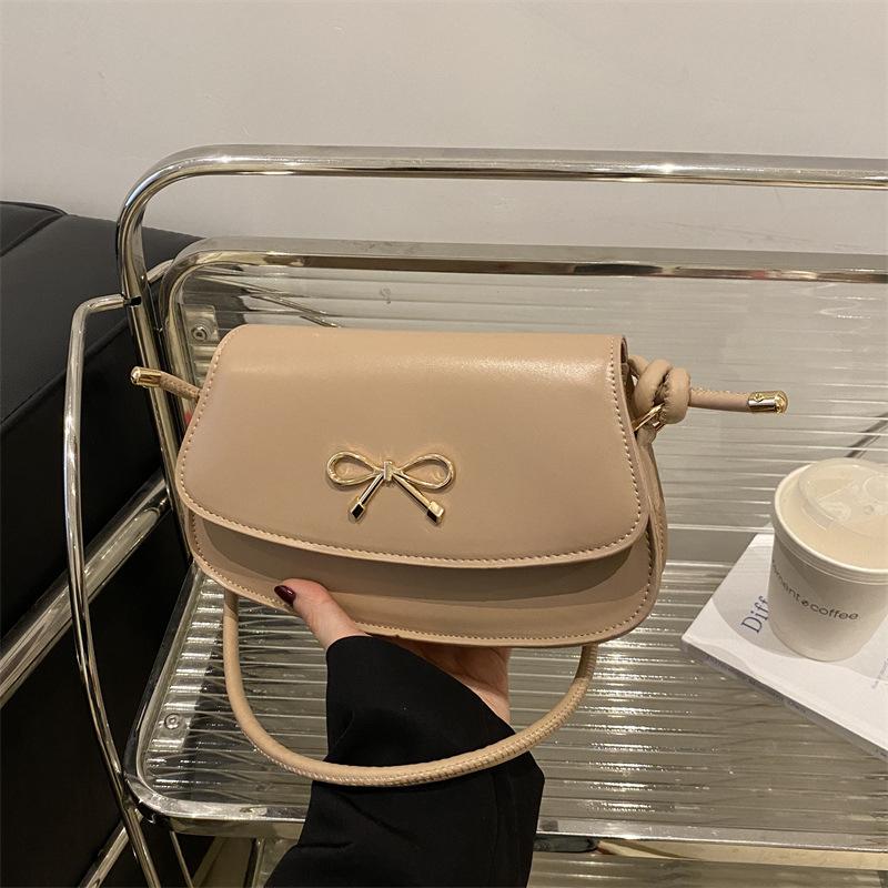 Trend Bow Korean Version Ins Style Casual Armpit Bag Women's Foreign Style Fashion Solid Color Light Luxury Foreign Style Shoulder Bag