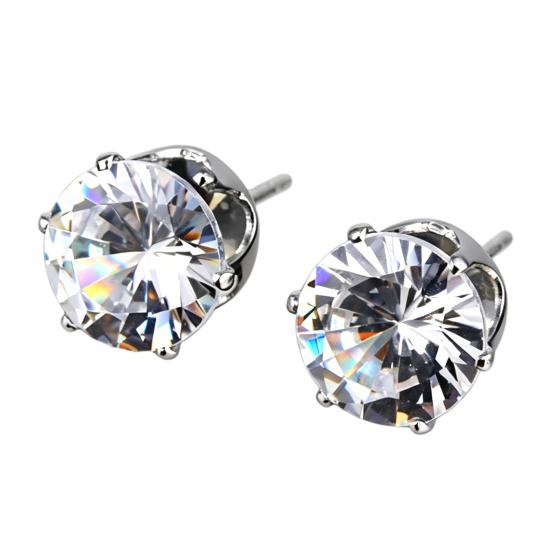 1 Pair Stud Earrings Four-Claw Cubic Zirconia Sparkling Ear Studs