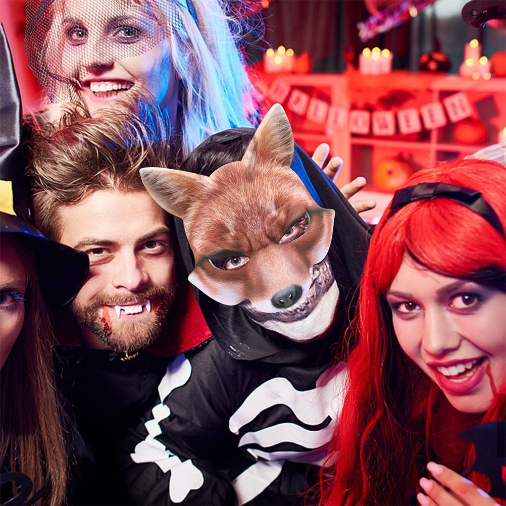 Breathable EVA Fox Half Mask Halloween Animal Cosplay Prop White Fur Effect Party Masquerade Lightweight Face Cover