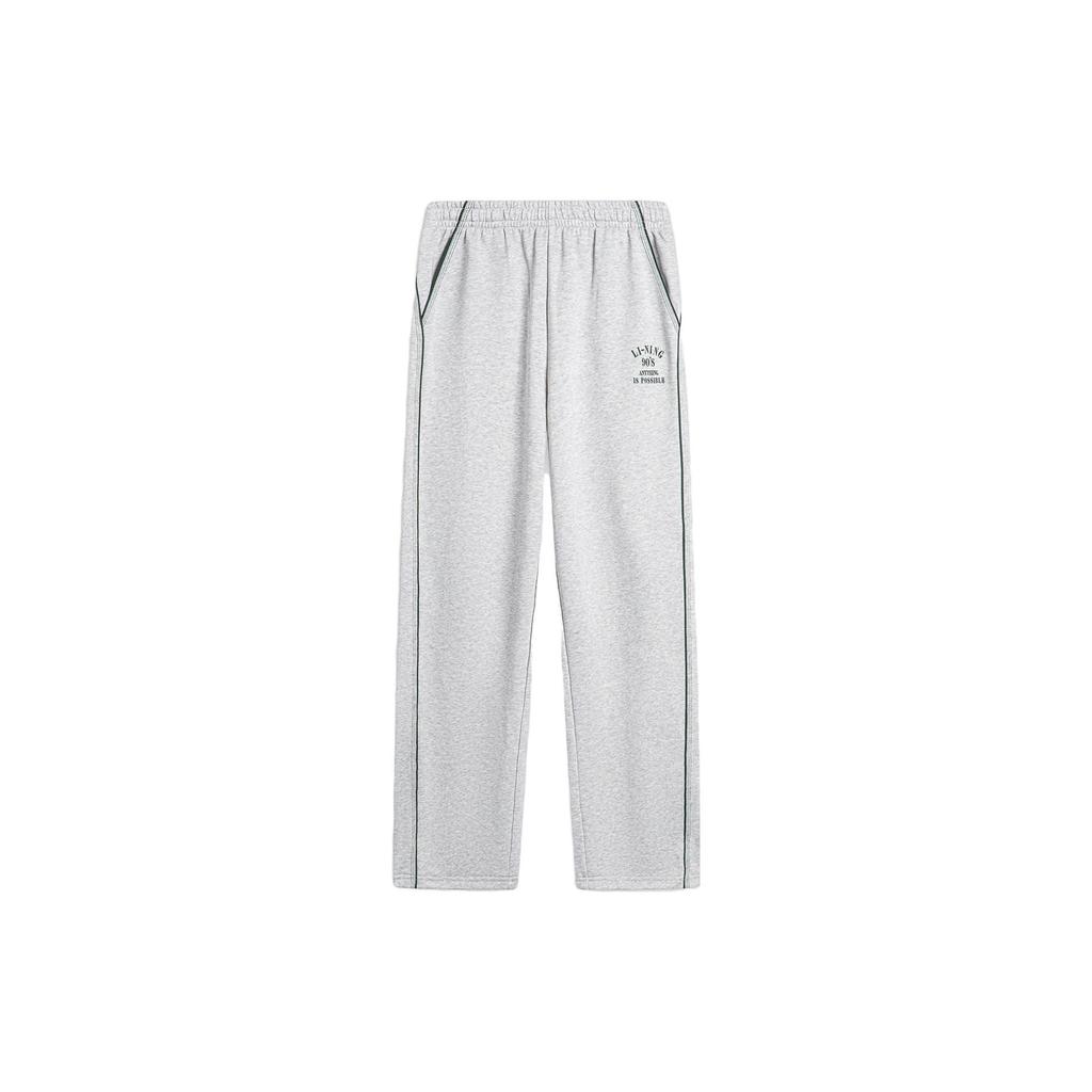 Li-Ning Sports Lifestyle Series Letter Logo Printed Straight Leg Casual Wide Leg Pants Knitted Sports Pants Women pants AKLU840-6