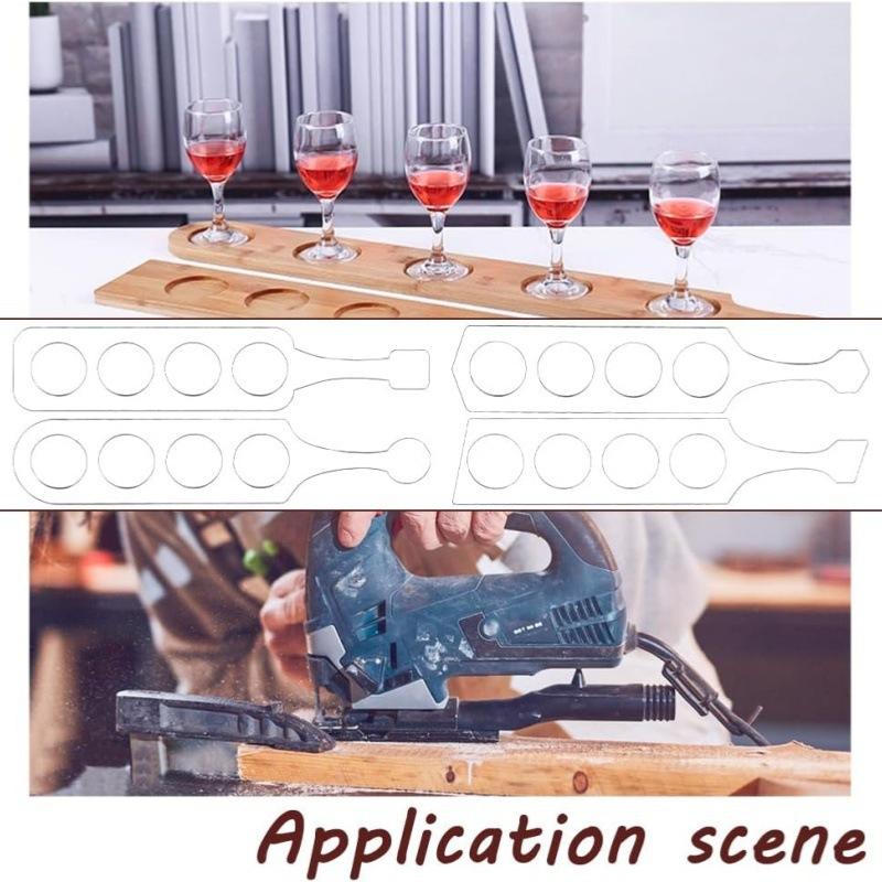Clear Acrylic Router Template Four Glencairn Whisky Glass Flight Paddle Board Beer Flight Template Woodworking Router Template