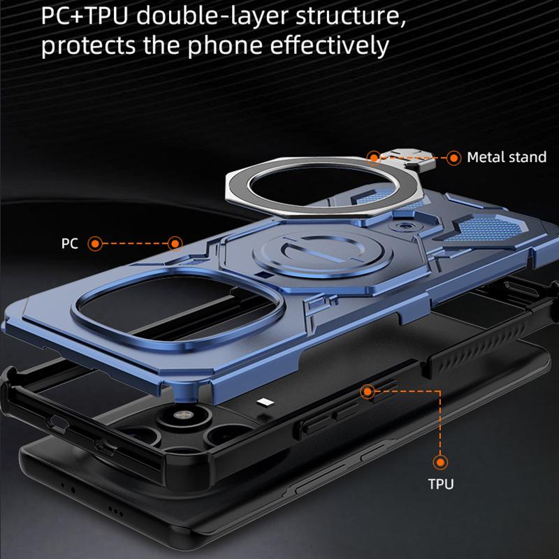 KEYSION Shockproof Magnetic Case for Redmi Note 15 Pro 4G 5G Upright Live Metal Ring Stand Phone Cover for Redmi Note 15 Pro+ 5G