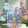 1PC Modern Fighter Jet Aircraft Pattern 750ml Color Plastic Sports Water Bottle Leakproof Flip Straw Lid Suitable for Sports Office Home Use
