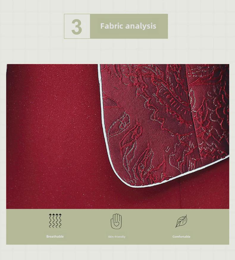 2023 Set rochie roșie din două piese pentru femei de vârstă mijlocie și în vârstă: Fusta la modă până la genunchi pentru nunți și banchete