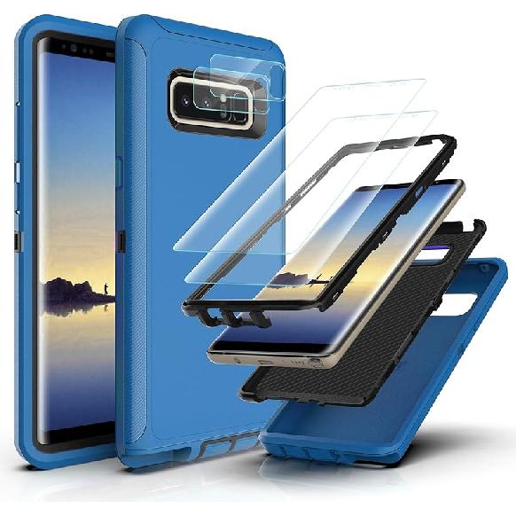 YmhxcY Case Compatible with Galaxy Note 8,Drop 3 Layer Durable Cover (No Screen Protector) Solid Rubber Case / 16ft Test Clear Case-Transparent