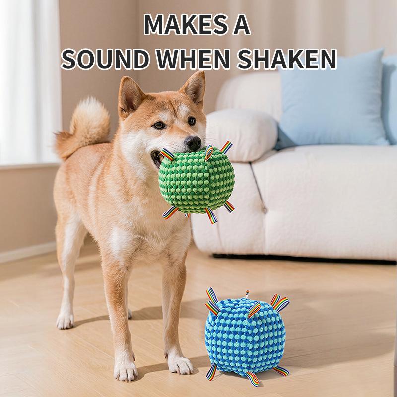 Dog Vocalization Pet Training Soft Ball Throwing Bell Ringing Rope-toting Ball Tough-to-break Chew Toy for Relaxation and Entertainment