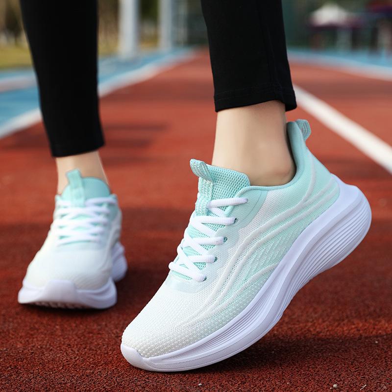 Sneakers men's 2025 new mesh breathable running shoes women's lightweight and comfortable shock absorption and non-slip casual white shoes