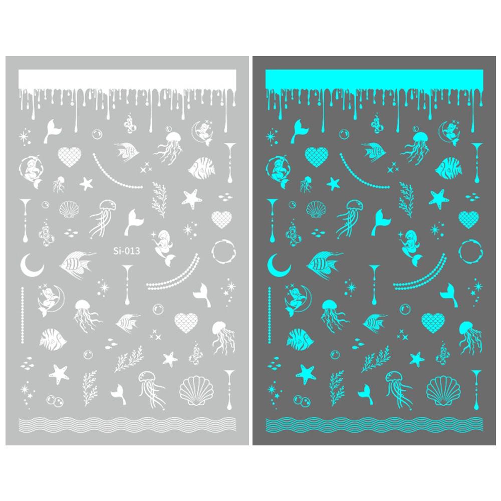 2026 Luminous Green & Blue Nail Stickers for Professional Salons - White-Enhancing Style