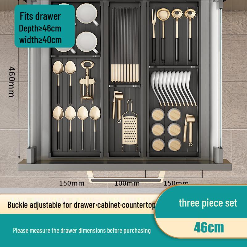 Kitchen Dish Drying Rack with Cutlery Holder and Drawer Organizer