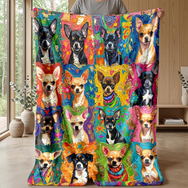 Colorful Canine Celebration blanket Personalized Name Flannel Blanket Soft Cozy Plush Throw for Sofa Bed Lightweight Home Decor