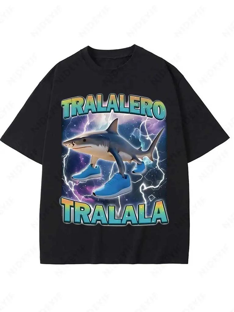 Italian Brainrot Funny Meme T-shirts Tralalero Tralala Tung Tung Tung Sahur Bombardiro Crocodilo Brr Brr Patapim Washed T Shirts