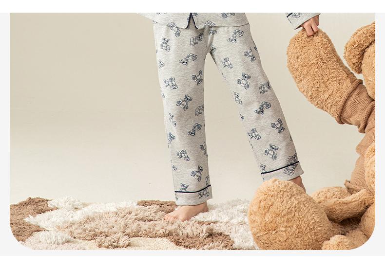 English Bolun Spring and Autumn Children's Pajamas Cotton Long-sleeved Boys' Home Clothes Big Boys' Cotton Cardigan Empty Pajama Set