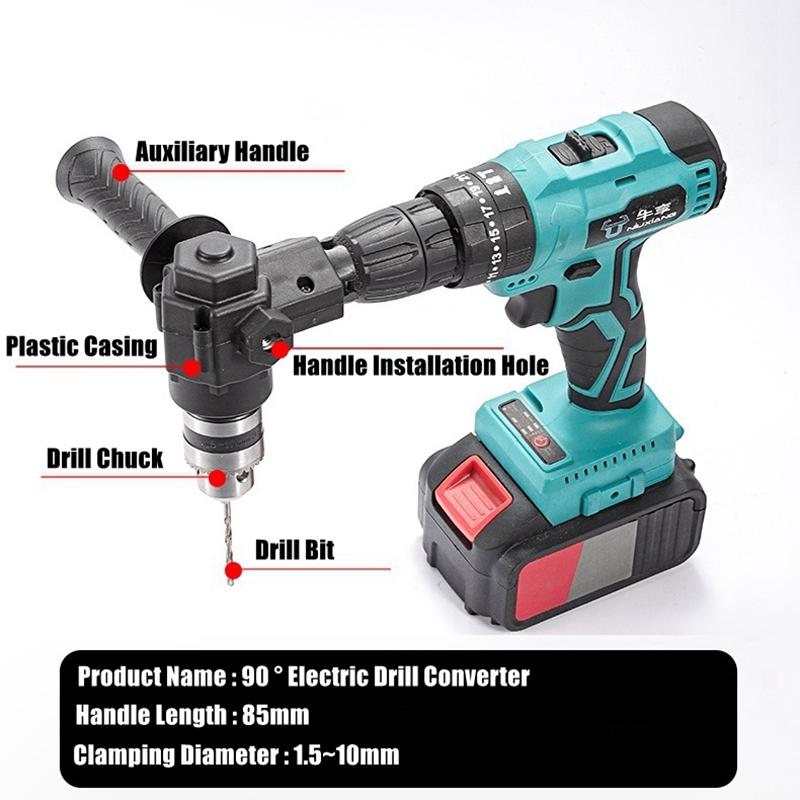 90° Three Jaw Chuck Corner Impact Drill Adapter Right Angle Bend Extension Chuck Drill Adapter Right Angle Converter Accessory
