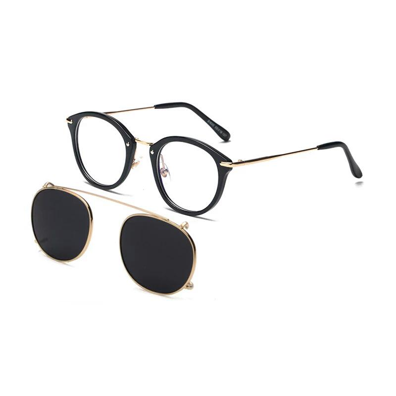 Occhiali da sole metallici a clip a doppio uso e lenti trasparenti per miopia (Modello Unisex 8937)